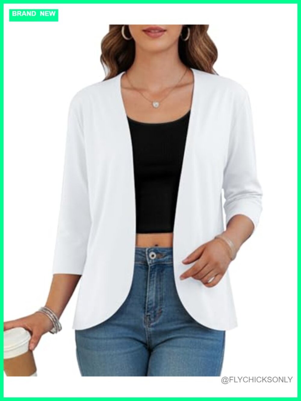 Women's 3/4 Sleeve Open Front Lightweight Cardigan - Dressy Casual
